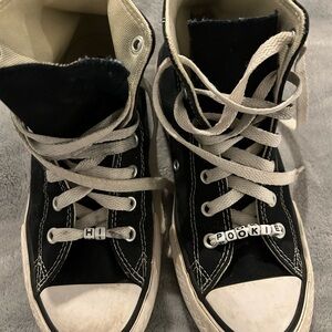 Kids Black and White High-Top Sneakers